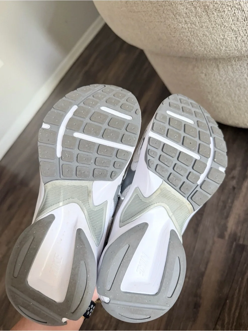 Nike White and Gray Lightweight Mesh Runner Sneakers